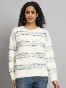 BROOWL Women Blue Woollen Sweater Vest
