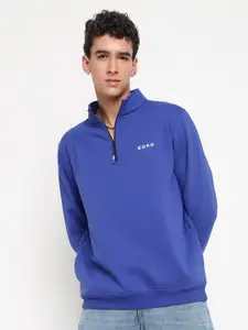 EDRIO Mock Collar Long Sleeve Zip Detail Fleece Pullover Sweatshirt