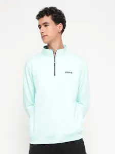 EDRIO Mock Collar Half Zipper Long Sleeves Fleece Sweatshirt
