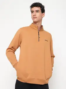 EDRIO Mock Collar Half Zipper Long Sleeves Fleece Sweatshirt