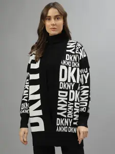 DKNY Typography Printed Front Open Sweater