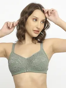 Soie Floral Lace Full Coverage Non Wired Non Padded Seamless Everyday All Day Comfort Bra