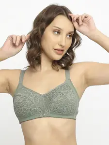SOIE Women Full Coverage Non Padded Non-Wired Lacy Bra FB-709GRASS-GRASS