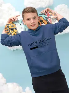 Instafab Boys Typography Printed Hooded Cotton Sweatshirt