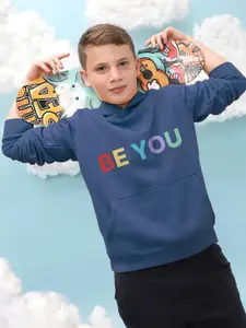 Instafab Boys Typography Printed Hooded Cotton Pullover Sweatshirt