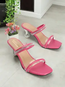 madam glorious Embellished Double Strap Block Heels