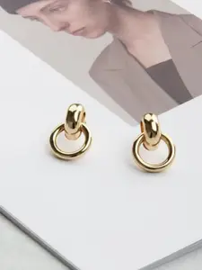 DressBerry Gold-Toned Circular Drop Earrings