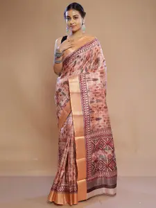AllSilks Pink Silk Blend Murshidabad silk Saree