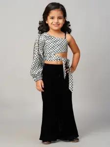 LIL DRAMA Girls Printed One Shoulder Top with Palazzos