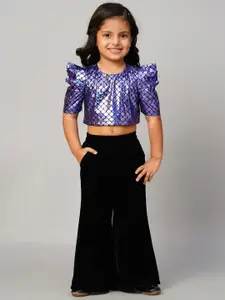 LIL DRAMA Girls Embellished Top with Palazzos