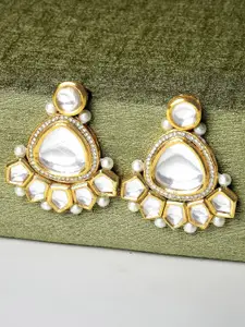 KARATCART Gold Plated Kundan Studded Drop Earrings