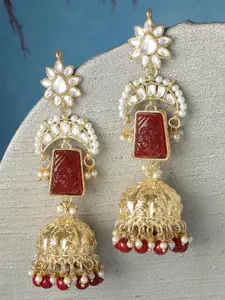 KARATCART Red Jhumkas Earrings