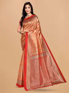 Mitera Orange Art Silk Designer Saree