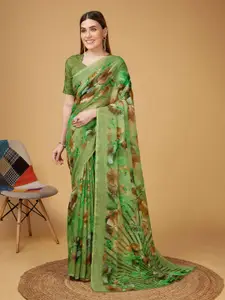 Mitera Green Pure Georgette Designer Saree