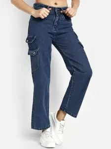 Next One Women Blue Smart Wide Leg High-Rise Jeans