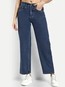 Next One Women Smart Wide Leg High Rise Clean Look Denim Cotton Jeans
