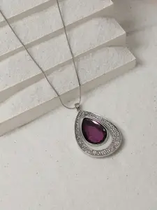 SOHI Silver-Plated Oval-Shaped Pendants With Chains