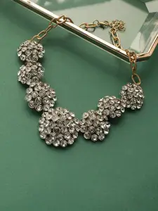 SOHI Gold-Plated Artificial Stones Studded Statement Necklace