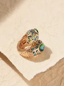 SOHI Gold-Plated Stone Studded Reverie Finger Ring