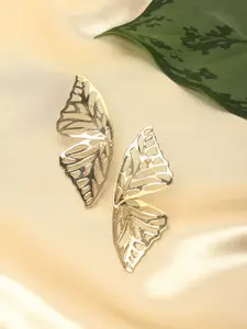 SOHI Gold-Plated Contemporary Drop Earrings