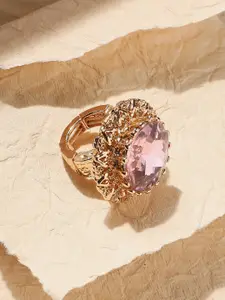 SOHI Gold-Plated Stone-Studded Finger Ring