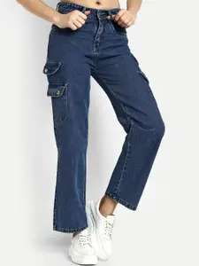 BROADSTAR Women Blue Smart Wide Leg High-Rise Jeans