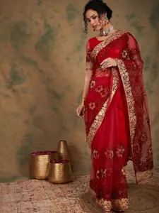 Sangria Embroidered Sarees With Blouse