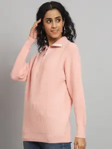 Chemistry Women Peach-Coloured Woollen Sweater Vest