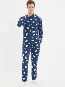 Trendyol Printed T-Shirt With Printed Pure Cotton Pyjama Night suit
