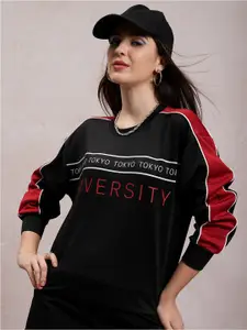 Tokyo Talkies Women Black Printed Sweatshirt
