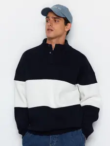 Trendyol Colourblocked Mock Collar Pullover Sweatshirt