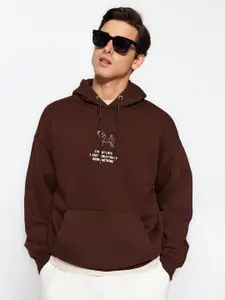 Trendyol Typography Printed Hooded Cotton Sweatshirt