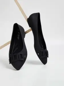 Ginger by Lifestyle Buckle Detail Pointed Toe Ballerinas