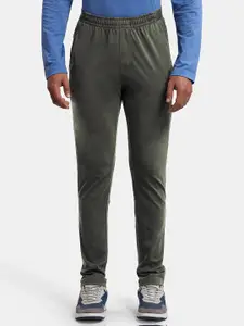 Jockey Combed Cotton Rich Slim Fit Trackpants with Side and Zipper Media Pockets -AM49