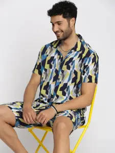 SHOWOFF Printed Oversized Shirt With Shorts Co-Ords