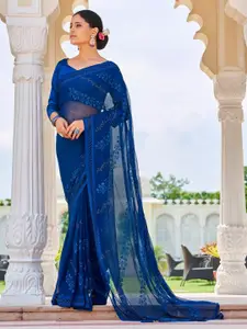 Mitera Embellished Beads and Stones Pure Georgette Saree
