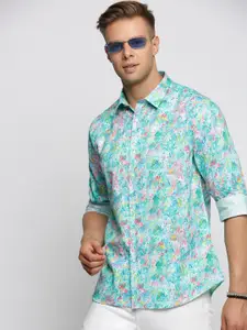 SHOWOFF Smart Slim Fit Abstract Printed Twill Cotton Casual Shirt