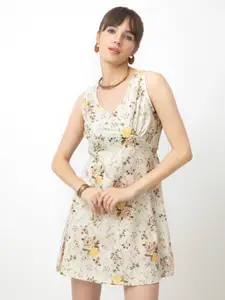 Dee Monash Floral Printed Crepe Sleeveless A-Line Dress