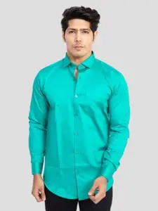 INDIAN THREADS Men Green Slim Fit Formal Shirt