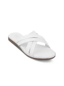 Tresmode Women White Open Toe Flats