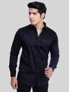 INDIAN THREADS Men Black Slim Fit Formal Shirt