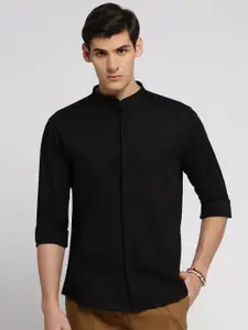 SHOWOFF Men Black Premium Slim Fit Opaque Casual Shirt
