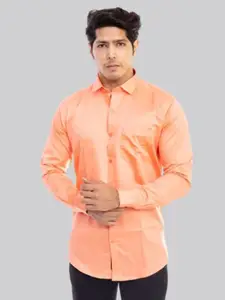 INDIAN THREADS Men Orange Slim Fit Formal Shirt