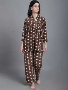 Shararat Geometric Printed Pure Wool Night Suit