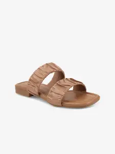 AXIUM Textured Double Strap Open Toe Flats