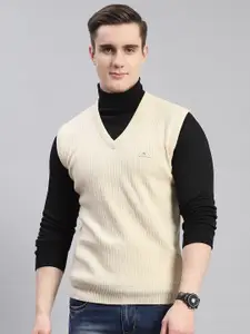 Monte Carlo Striped V-Neck Woollen Sweater Vest
