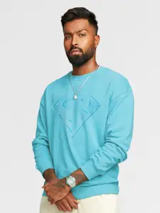 The Souled Store Men Blue Printed Sweatshirt