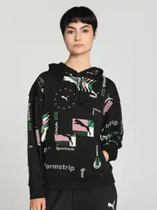 Puma CLASSICS Brand Love Printed Hooded Neck Cotton Sweatshirt
