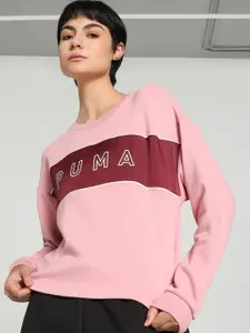 Puma Style Cat Satin Relaxed Fit Crew Sweat Shirt