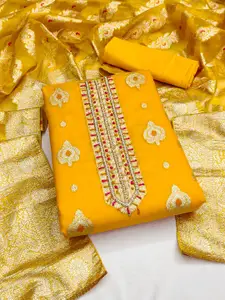 KALINI Yellow & Yellow Organza Unstitched Dress Material